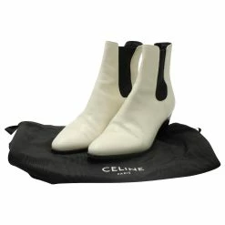 Céline Celine Chelsea Ankle Boots In White Ivory Leather Cream 17 Céline Celine Chelsea Ankle Boots In White Ivory Leather Cream -winter shoes Sales 2023 596991 9