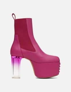 Rick Owens Pink Minimal Grill Platform Chelsea Boots