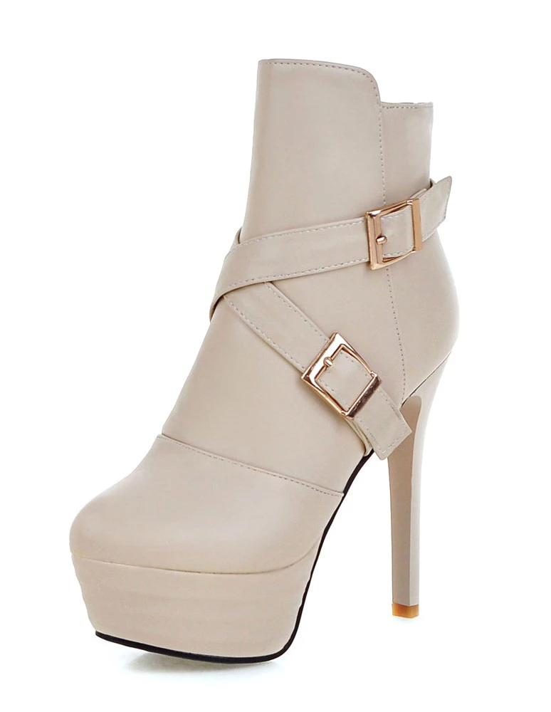 Black Ankle Boots High Heel Platform Booties Women's Buckle Zipper Stiletto Short Boots 8 Black Ankle Boots High Heel Platform Booties Women's Buckle Zipper Stiletto Short Boots - Image 8