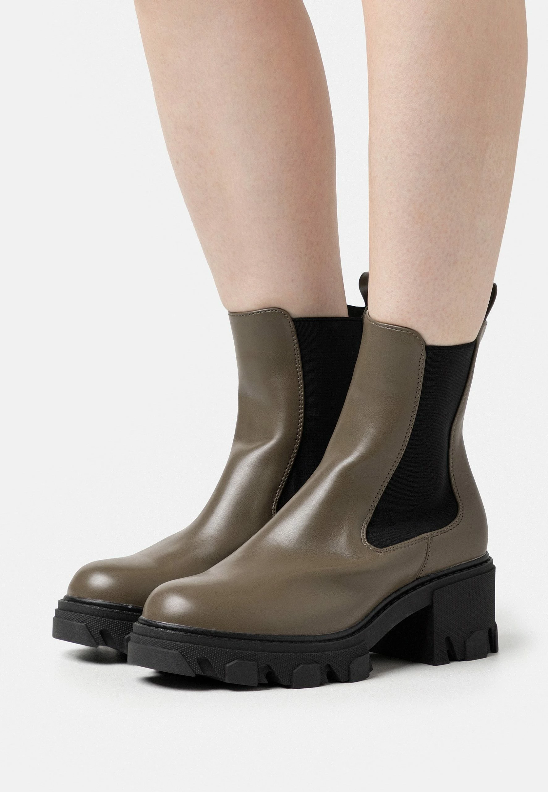 Platform Ankle Boots - Khaki 1 Platform Ankle Boots - Khaki