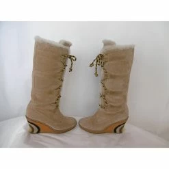 Emilio Pucci Leather Mouton Knee Length Boots Beige -winter shoes Sales 2023 60028 7