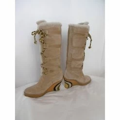 Emilio Pucci Leather Mouton Knee Length Boots Beige -winter shoes Sales 2023 60028 9