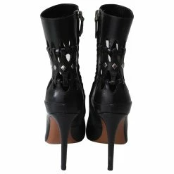 Alaïa Alaia Laser Cut Heeled Boots In Black Leather -winter shoes Sales 2023 608363 4