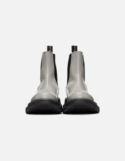 Alexander McQueen Grey Contrast Stitch Tread Chelsea Boots