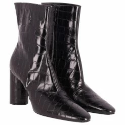 Balenciaga Croc-Embossed Ankle Boots In Black Leather -winter shoes Sales 2023 609975 3