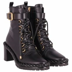 Valentino The Rope Calfskin Combat Boots 70mm In Black Leather -winter shoes Sales 2023 609996 3