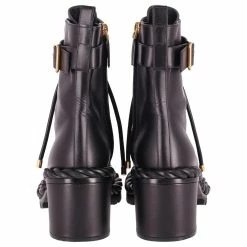 Valentino The Rope Calfskin Combat Boots 70mm In Black Leather -winter shoes Sales 2023 609996 4