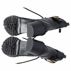 Valentino The Rope Calfskin Combat Boots 70mm In Black Leather -winter shoes Sales 2023 609996 5