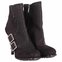 Dior Spy Button High Heel Ankle Boots In Black Leather -winter shoes Sales 2023 624835 3