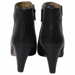 Whistles Chunky Mid-Heel Ankle Boots In Black Leather -winter shoes Sales 2023 641246 4