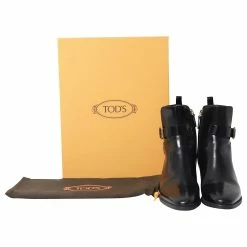 Tod's Block Heel Wrap Detail Ankle Boots In Black Leather -winter shoes Sales 2023 641624 7