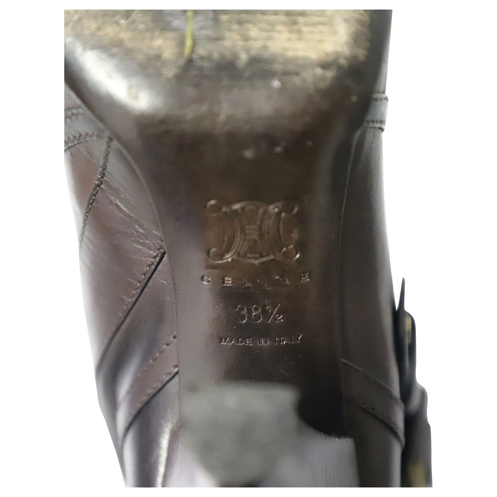 Céline Celine High Heeled Boots With Buckle In Brown Calfskin Leather 6 Céline Celine High Heeled Boots With Buckle In Brown Calfskin Leather - Image 6