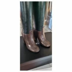 Beautiful CHANEL Boots In Two-tone Leather, New Box + Dustbag Light Brown Dark Green -winter shoes Sales 2023 647672 9
