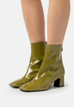 Square Toe Boots - Classic Ankle Boots - Olive
