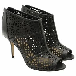 Paul Andrew Gaomi Cut-Out Peep-toe Ankle Boots In Black Leather -winter shoes Sales 2023 655888 3
