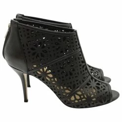 Paul Andrew Gaomi Cut-Out Peep-toe Ankle Boots In Black Leather -winter shoes Sales 2023 655888 4