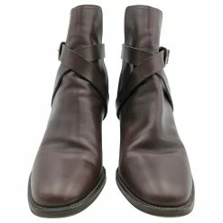 Hermès Ankle Boots In Brown Leather With Buckled Ankle Cross Strap -winter shoes Sales 2023 659224 3