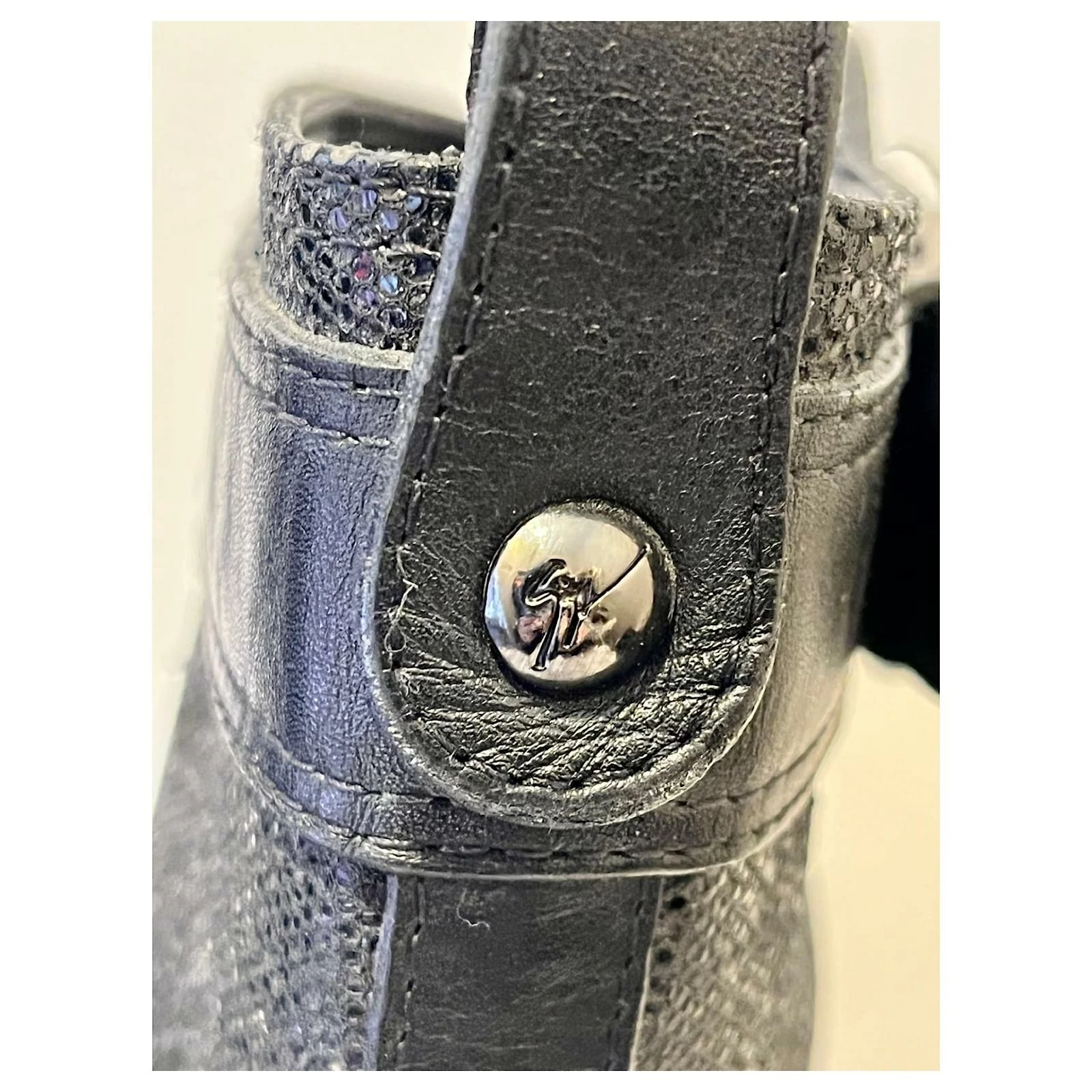 Giuseppe Zanotti Zanotti Leather Biker Boots With Glitter Black Metallic 7 Giuseppe Zanotti Zanotti Leather Biker Boots With Glitter Black Metallic - Image 7