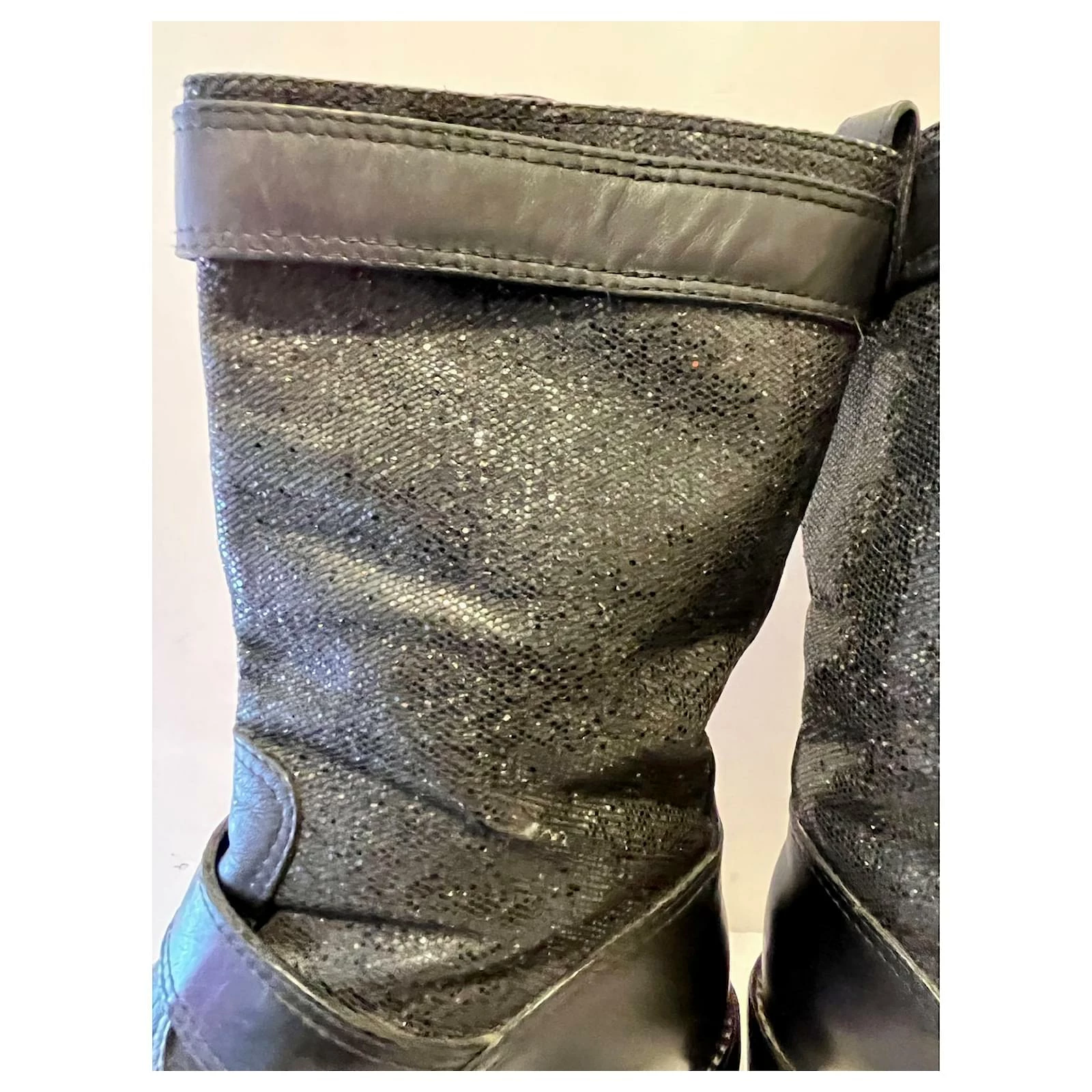 Giuseppe Zanotti Zanotti Leather Biker Boots With Glitter Black Metallic 9 Giuseppe Zanotti Zanotti Leather Biker Boots With Glitter Black Metallic - Image 9