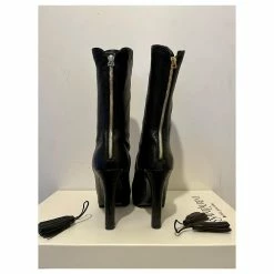 Yves Saint Laurent YSL Passy 90 Ranch Boots With Leather Tassles Black -winter shoes Sales 2023 672462 4