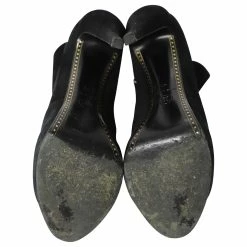 Chanel Patent Leather Cap Toe Platform Ankle Boots In Black Suede -winter shoes Sales 2023 696585 5