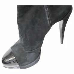 Chanel Patent Leather Cap Toe Platform Ankle Boots In Black Suede -winter shoes Sales 2023 696585 8