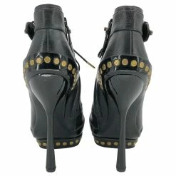 Alexander McQueen Ankle Boots In Black Leather With Brass Square Toe Caps -winter shoes Sales 2023 698444 4