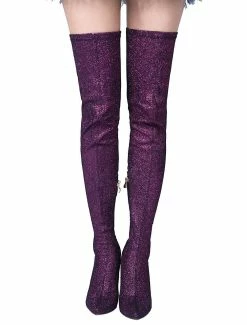 Thigh High Boots Womens Sequined Cloth Pointed Toe Stiletto Heel Stretch Boots -winter shoes Sales 2023 6e0a606c 370b 4855 a088 ad1c6fb4742a