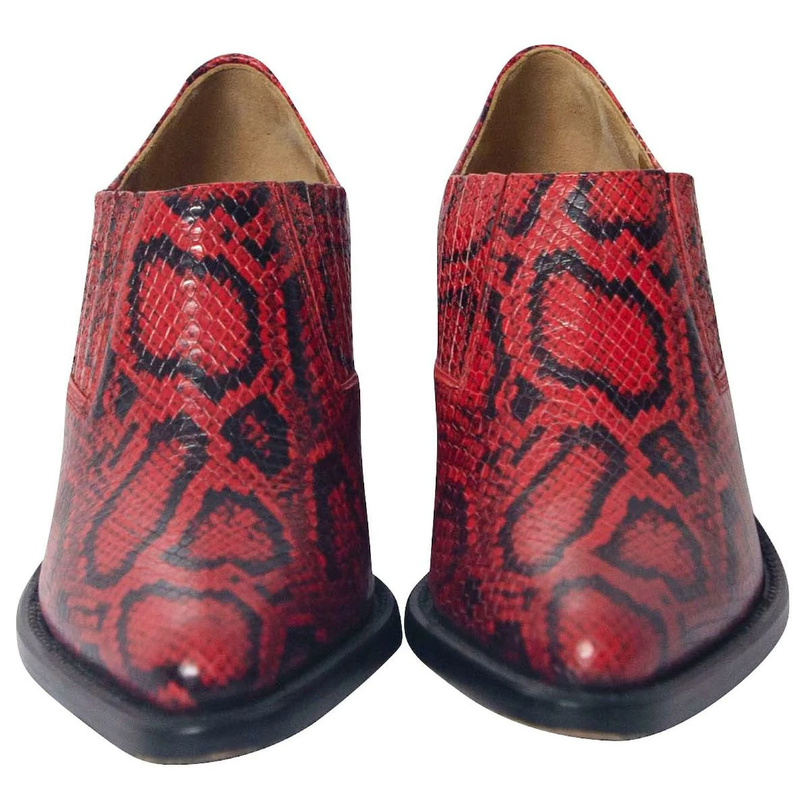 Chloé Rylee Snake-Effect Ankle Boots In Red Leather 2 Chloé Rylee Snake-Effect Ankle Boots In Red Leather - Image 2