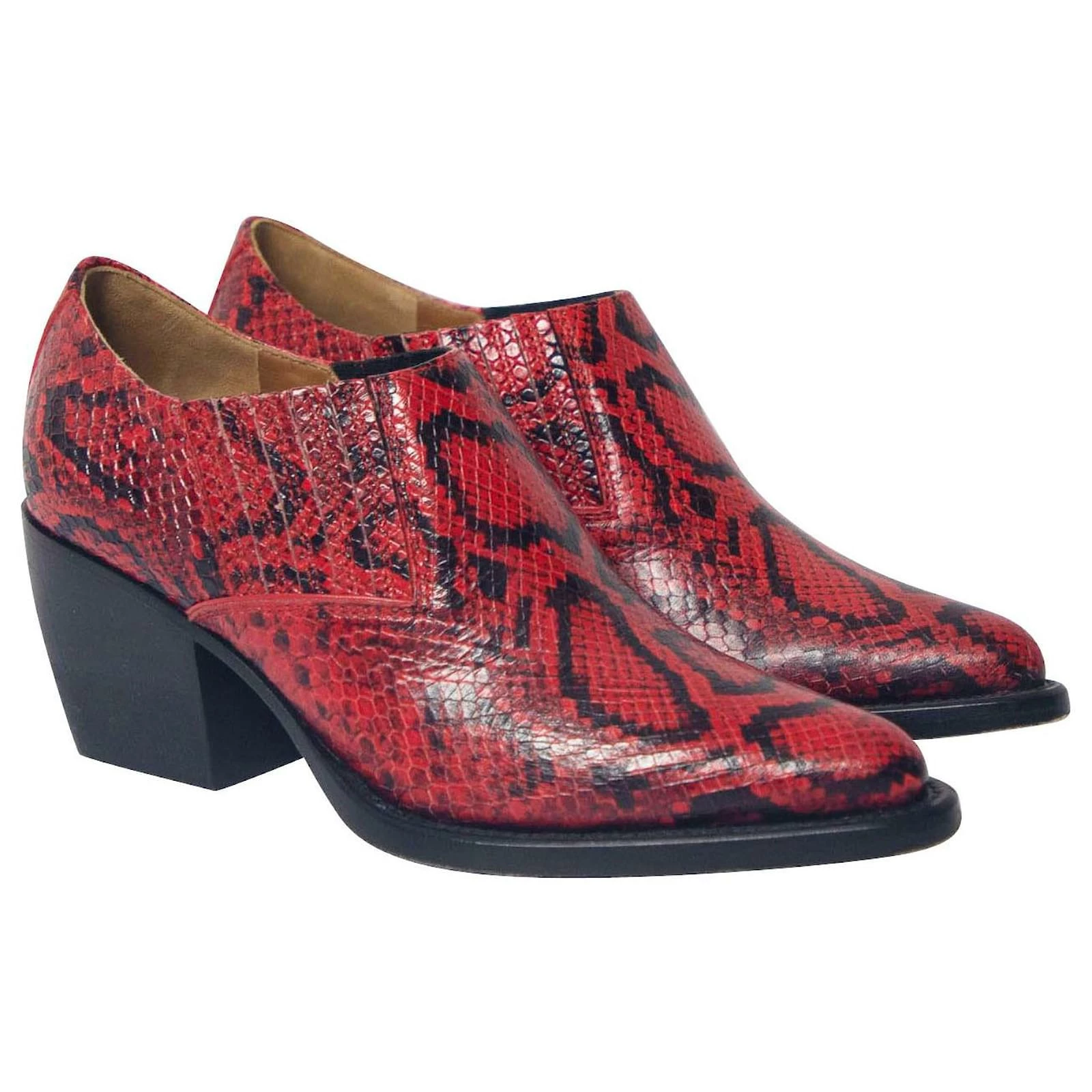 Chloé Rylee Snake-Effect Ankle Boots In Red Leather 3 Chloé Rylee Snake-Effect Ankle Boots In Red Leather - Image 3