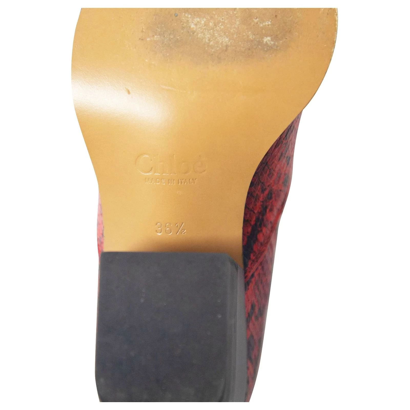 Chloé Rylee Snake-Effect Ankle Boots In Red Leather 6 Chloé Rylee Snake-Effect Ankle Boots In Red Leather - Image 6