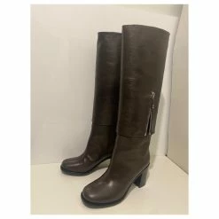 Chanel Classic Boots In Pebble Leather Brown -winter shoes Sales 2023 715440 3