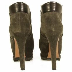 Alaïa ALAIA Gray Suede Leather Lace Up Ankle Booties Boots Heels Shoes Size 37,5 Dark Grey -winter shoes Sales 2023 723686 3