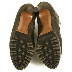 Alaïa ALAIA Gray Suede Leather Lace Up Ankle Booties Boots Heels Shoes Size 37,5 Dark Grey -winter shoes Sales 2023 723686 6