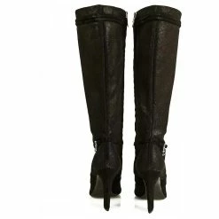 Christian Dior Dior Black Leather And Suede Knee Height Boots High Heels Shoes Size 38 -winter shoes Sales 2023 724047 3