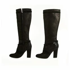 Christian Dior Dior Black Leather And Suede Knee Height Boots High Heels Shoes Size 38 -winter shoes Sales 2023 724047 4
