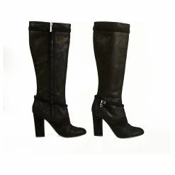 Christian Dior Dior Black Leather And Suede Knee Height Boots High Heels Shoes Size 38 -winter shoes Sales 2023 724047 5