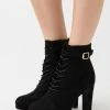Lace-Up Ankle Boots - Black
