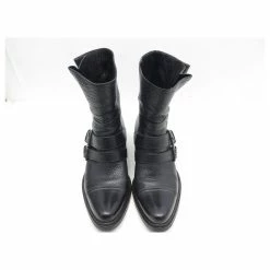 MIU MIU SHOES ANKLE BOOTS IN BLACK LEATHER 37.5 LARGE + BOX LEATHER BOOTS -winter shoes Sales 2023 728378 5