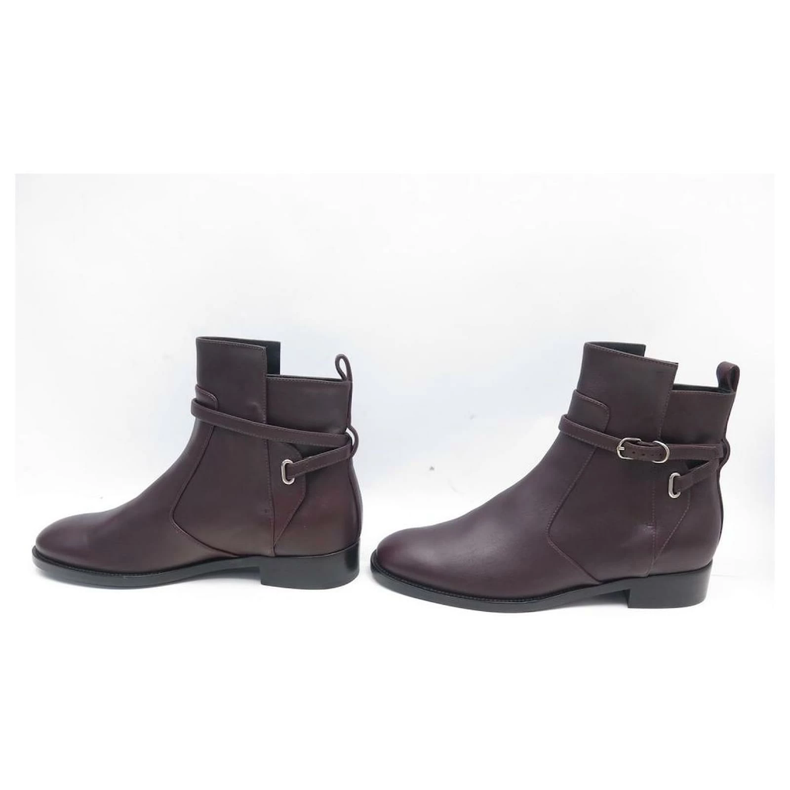 BALENCIAGA SHOES BOOTS WITH BUCKLES 357864 37 LEATHER PLUM LOW BOOTS Prune 2 BALENCIAGA SHOES BOOTS WITH BUCKLES 357864 37 LEATHER PLUM LOW BOOTS Prune - Image 2