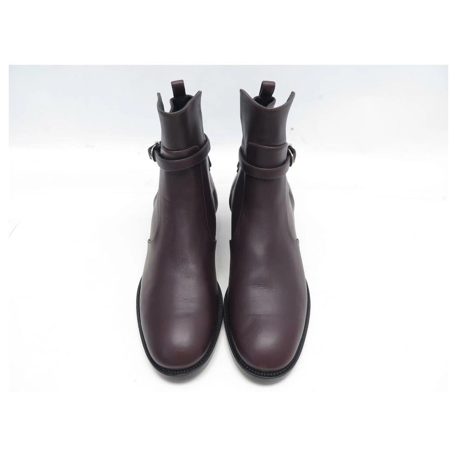 BALENCIAGA SHOES BOOTS WITH BUCKLES 357864 37 LEATHER PLUM LOW BOOTS Prune 5 BALENCIAGA SHOES BOOTS WITH BUCKLES 357864 37 LEATHER PLUM LOW BOOTS Prune - Image 5