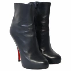 Christian Louboutin High Heel Ankle Boots In Black Leather -winter shoes Sales 2023 729666 3