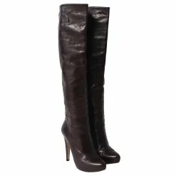 Prada Knee-High High Heel Boots In Brown Leather 12 Prada Knee-High High Heel Boots In Brown Leather -winter shoes Sales 2023 729760 5