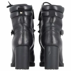 Valentino Garavani Studded Strap Combat Boots In Black Leather -winter shoes Sales 2023 730448 4