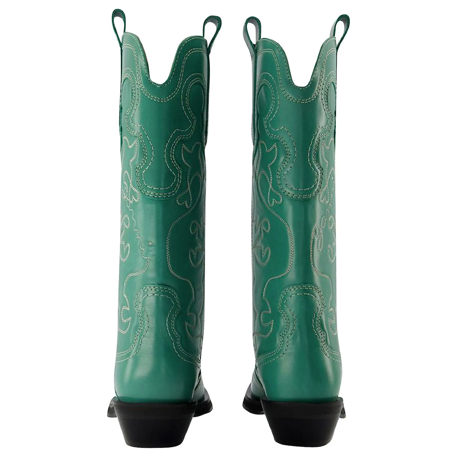Western Mid Shaft Boots - Ganni - Kelly Green - Leather 3 Western Mid Shaft Boots - Ganni - Kelly Green - Leather - Image 3