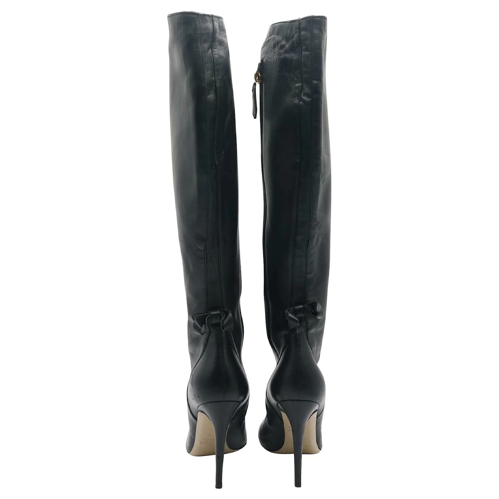 Valentino Knee Length 'Bow' Leather Boots Black 4 Valentino Knee Length 'Bow' Leather Boots Black - Image 4