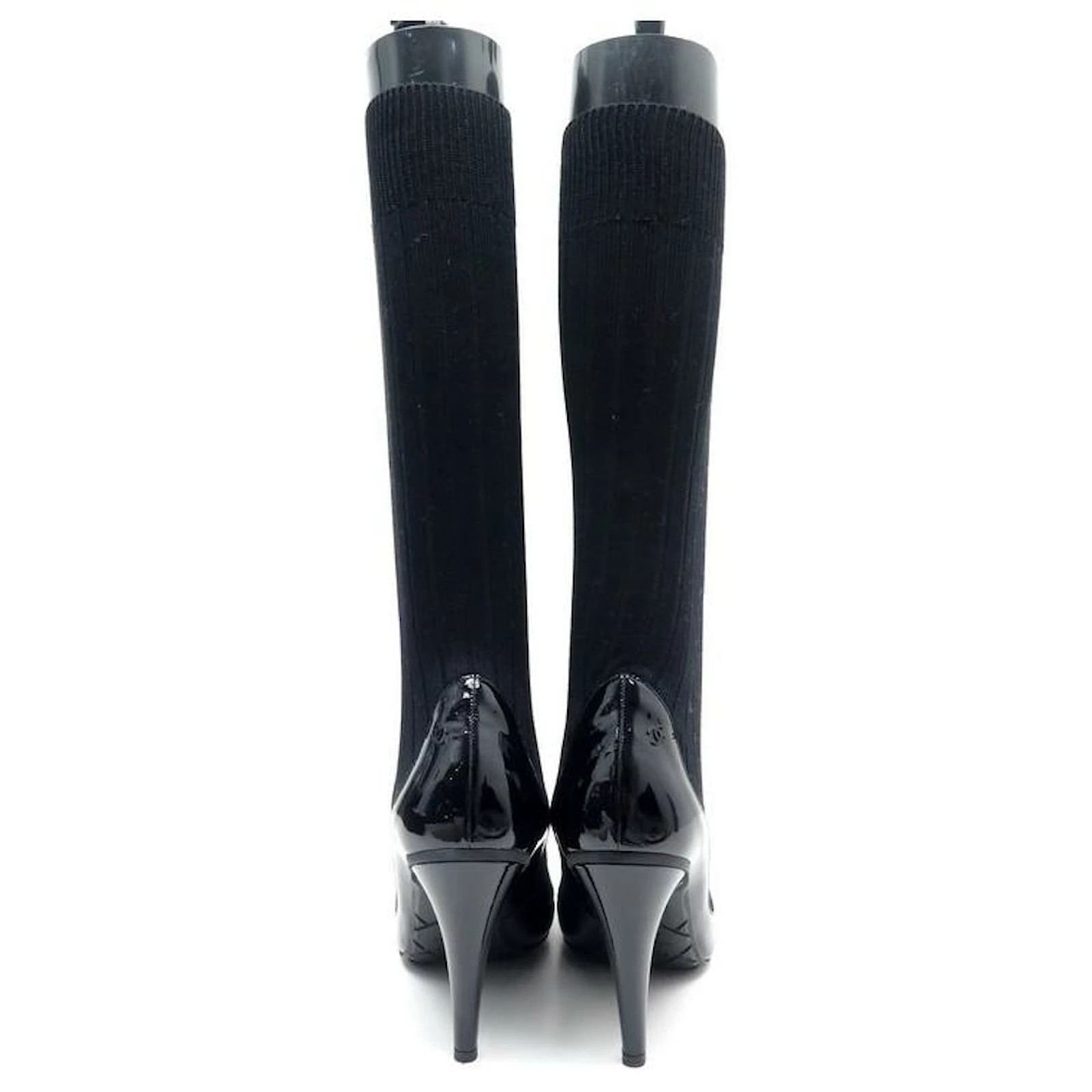 NEW CHANEL G SHOES29979 Sock Boots 40 BLACK COTTON PATENT LEATHER 3 NEW CHANEL G SHOES29979 Sock Boots 40 BLACK COTTON PATENT LEATHER - Image 3