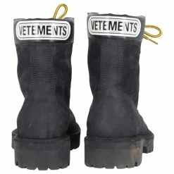 Vêtements Vetements Trucker Leather Boots With Logo Patch In Black Suede -winter shoes Sales 2023 755713 4