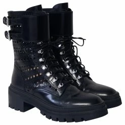 Alaïa Alaia Openwork Ankle Boots In Black Leather -winter shoes Sales 2023 756279 3