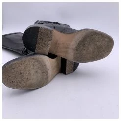 Chanel Black Leather 2016 Lace-Up Cutout CC Knee High Boots Size 38 -winter shoes Sales 2023 763908 8